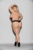 Liquid Look Chain Back Open Crotch Teddy - Queen Size - Black