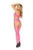 Crochet Tube Top and Matching Suspender Pantyhose Os Neon Pink