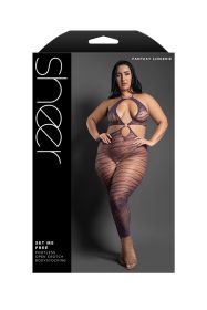 Set Me Free Footless Open Crotch Bodystocking - Queen - Dark Purple