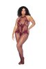 Vino Noir Floral Fishnet Bodystocking X Cherry