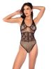 Rhinestone Floral Fishnet Bodysuit Os