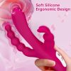 Triple Motor Rabbit Vibrator, G Spot Dildo with Clitoral Stimulator Vibrating Anal Beads, IPX7 Waterproof Silicone Vibrator for Woman Pleasure