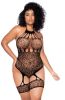 Leopard Halter Fishnet Bodysuit