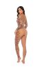 Long Print Sleeve Leopard Mesh Bodystocking Os