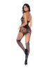 Noir and Rouge Floral Fishnet Bodystocking Os Black/red