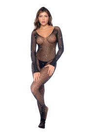 Celestial Sparkle Bodystocking Os Black/rhinestone