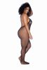 Vino Noir Floral Fishnet Bodystocking Plus O/sx Black