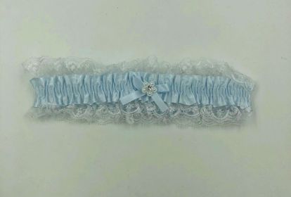 Satin Leg Garter One Size (Option: Baby Blue With White Lace)