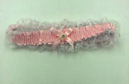Satin Leg Garter One Size (Option: Baby Pink With White Lace)