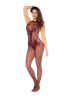 Vino Noir Floral Fishnet Bodystocking Os