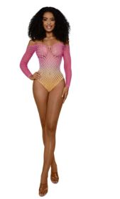 Ombre Net Bodystocking Os (Option: Tropical Peach)