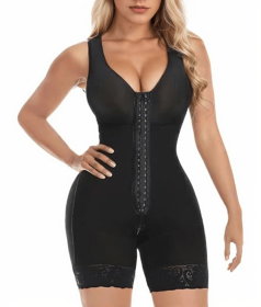 Fajas Colombianas Shapewear for Women Tummy Control Post Surgery Full Body Shaper Butt Lifter with Zipper Crotch skimsbodysuits solleonnewfajascurve e (Color: Black, size: S)